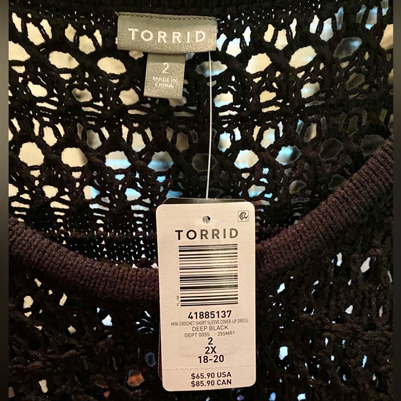 ♥️ Torrid Black Crochet Swim Cover-Up Tunic - Size 2X - NWT! - Picture 7 of 7